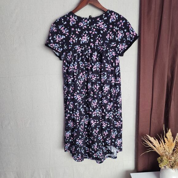 Aria Women's Nightgown Size S Black Floral Pintuck Short Sleeve Sleepwear - Picture 8 of 11